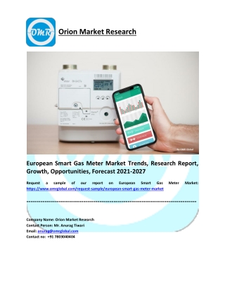 European Smart Gas Meter Market Analysis Report, Share, Trends and Overview 2027