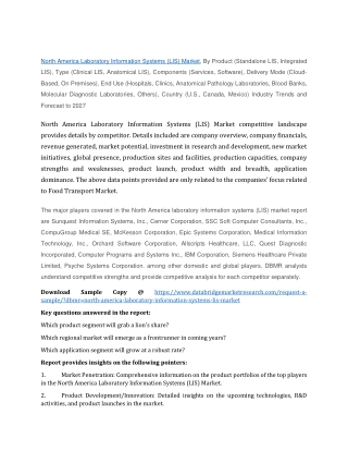 North America Laboratory Information Systems (LIS) Market Analysis by Top Player