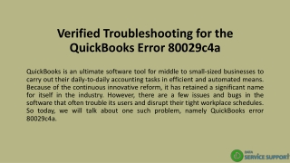 Verified Troubleshooting for the QuickBooks Error 80029c4a
