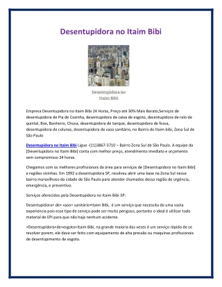 Desentupidora no Itaim Bibi - Desentupidoraemsaopaulo.srv.br
