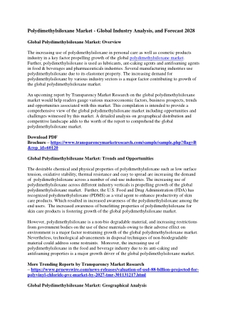 Polydimethylsiloxane Market - Global Industry Analysis, and Forecast 2028