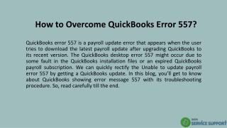 How to Overcome QuickBooks Error 557?