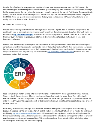 Must Have Elements of a Food and Beverage ERP System