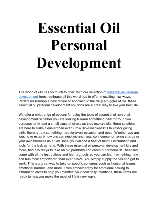 Essential Oil Personal Development