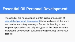 Essential Oil Personal Development