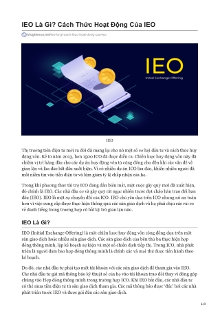 IEO Là Gì? Cách Thức Hoạt Động Của IEO