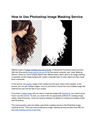 How to Use Photoshop Image Masking Service