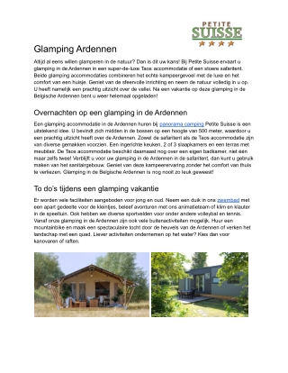 Glamping Ardennen