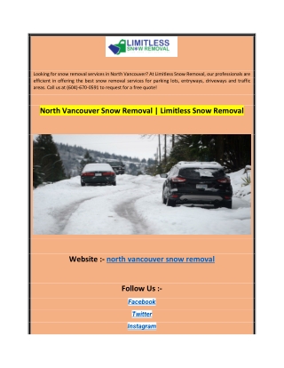 North Vancouver Snow Removal  Limitless Snow Removal