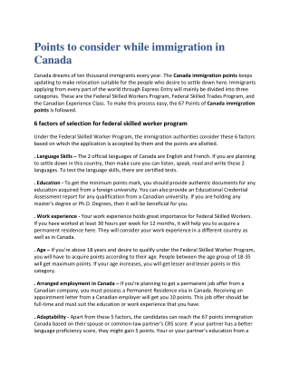 Points to consider while immigration in Canada-converted