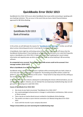 QuickBooks Error OLSU 1013
