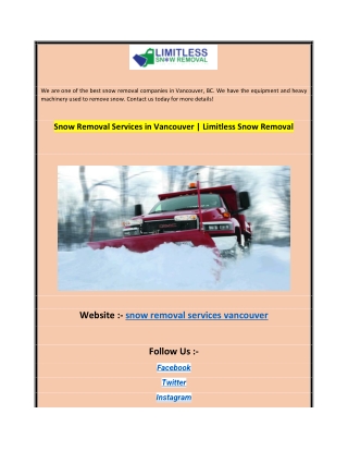 Snow Removal Services in Vancouver  Limitless Snow Removal