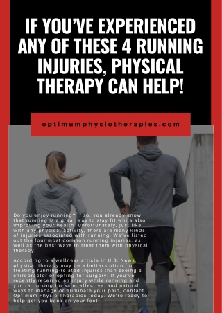 If You’ve Experienced Any of These 4 Running Injuries, Physical Therapy Can Help!