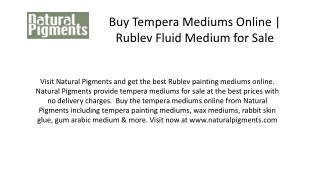 Buy Tempera Mediums Online | Rublev Fluid Medium for Sale