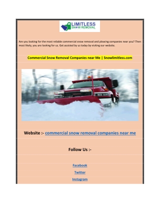 Commercial Snow Removal Companies near Me  Snowlimitless