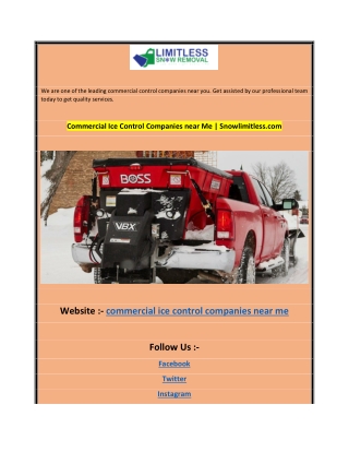 Commercial Ice Control Companies near Me  Snowlimitless