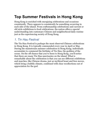 Top Summer Festivals in Hong Kong