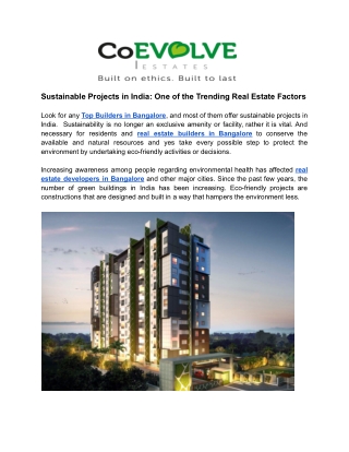 Sustainable Projects in India_ One of the Trending Real Estate Factors