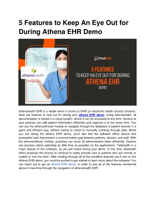 5 Features to Keep An Eye Out for During Athena EHR Demo