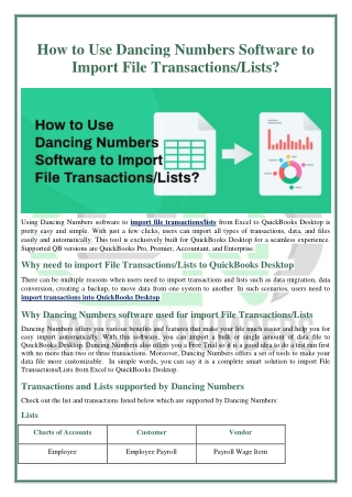 How to Use Dancing Numbers Software to Import File Transactions/Lists