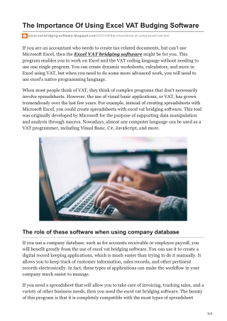 The Importance Of Using Excel VAT Budging Software