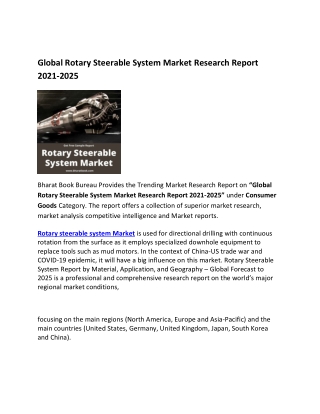 Global Rotary Steerable System Market Research Report 2021-2025