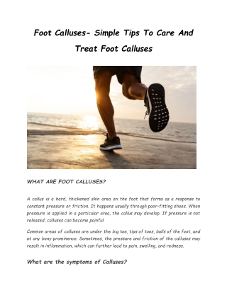 Foot Calluses- Simple Tips To Care And Treat Foot Calluses