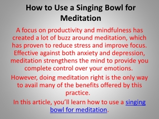 How to Use a Singing Bowl for Meditation