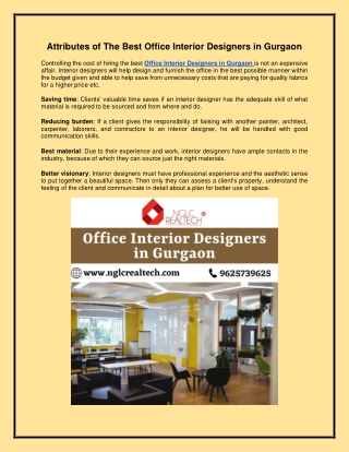 Attributes of The Best Office Interior Designers in Gurgaon