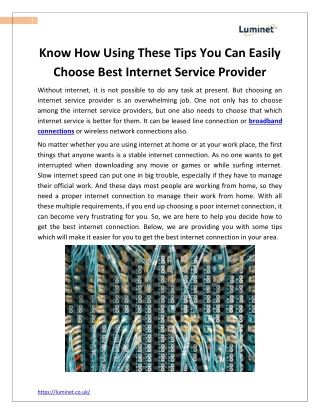 Know how using these tips you can easily choose best internet service provider