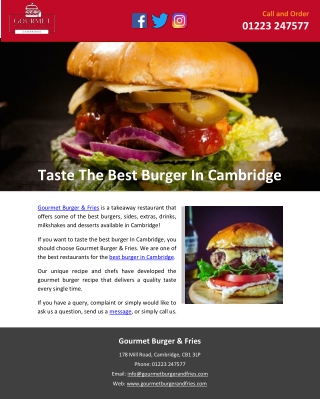 Taste The Best Burger In Cambridge