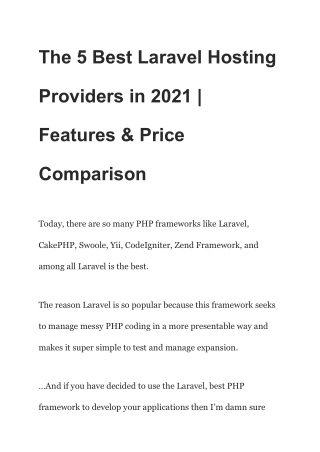 List of the best Laravel Hosting providers in 2021