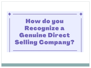How do you Recognize a Genuine Direct Selling Company?