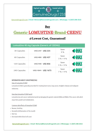 Purchase GENERIC LOMUSTINE 40 MG at the Guaranteed Lowest Cost