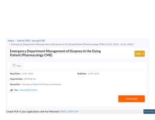 Emergency Department Management of Dyspnea in the Dying Patient (Pharmacology CME)