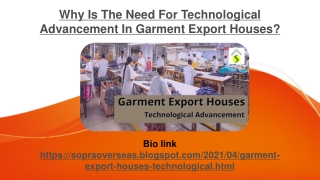 Why Is The Need For Technological Advancement In Garment Export Houses