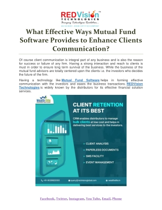What Effective Ways Mutual Fund Software for Distributors Provides to Enhance Clients Communication