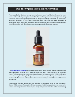 Buy The Organic Herbal Tinctures Online