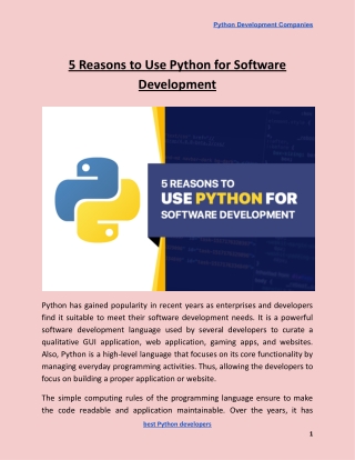 5 Reasons to Use Python for Software Development