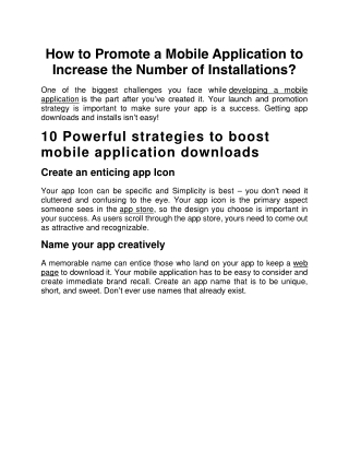 How to Promote a Mobile Application to Increase the Number of Installations