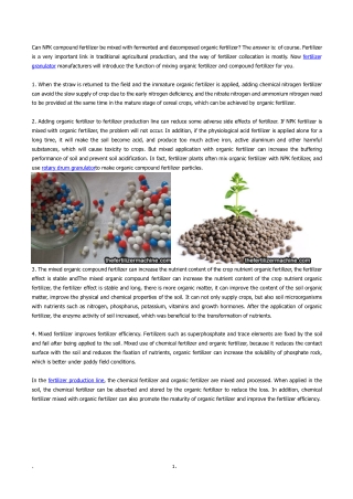Can NPK fertilizer be mixed with organic fertilizer