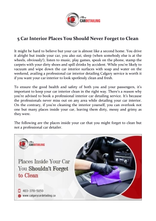 5 Car Interior Places You Should Never Forget to Clean