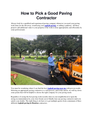 How to Pick a Good Paving Contractor