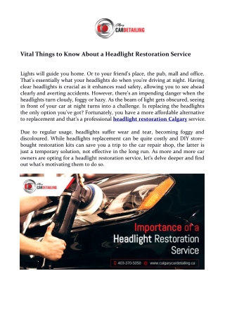 Vital Things to Know About a Headlight Restoration Service