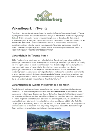 Vakantiepark Twente - Camping de Noetselerberg