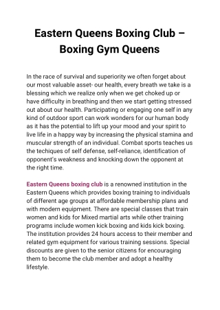 Eastern Queens Boxing Club  Boxing Gym Queens