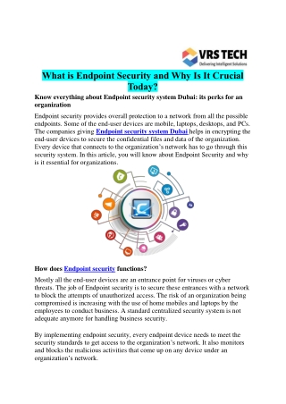 Endpoint Security Service Dubai | Endpoint Security Service Dubai