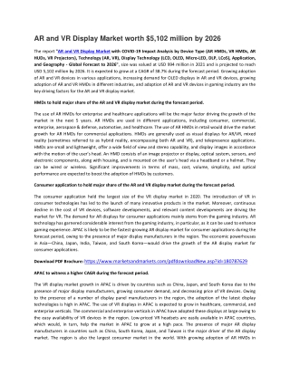 AR and VR Display Market with COVID-19 Impact Analysis