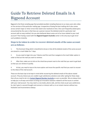 Guide To Retrieve Deleted Emails In A Bigpond Account