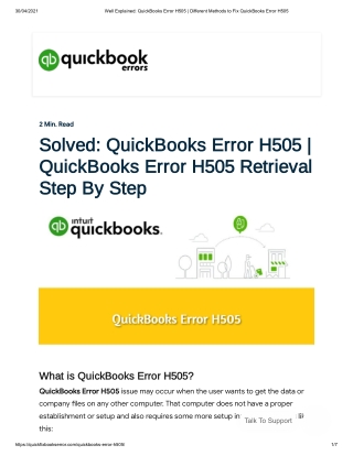 How to Fix QuickBooks Error H505? | (1-877-323-5303)QuickBooks Error H505